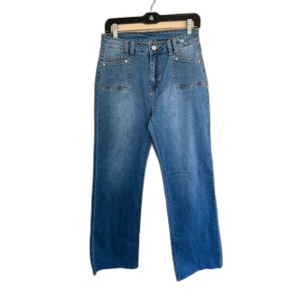 KUNMI High Rise Wide Leg Jeans Size 6 High Waisted Stretch Denim 29" Inseam